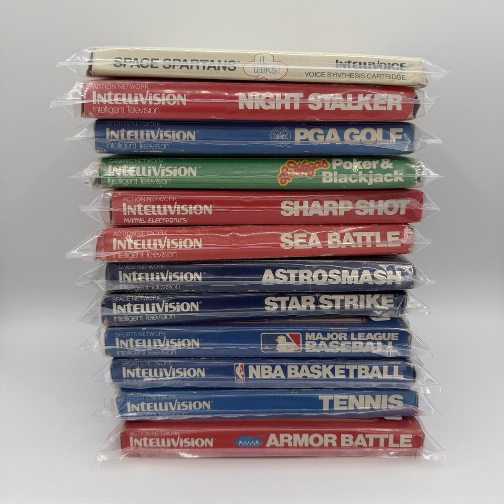 Vintage Intellivision 12 Game Lot Mattel Space Spartans Astrosmash NBA MLB